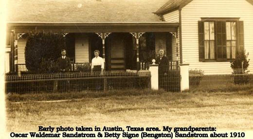 Betty Signe Bengston and Oscar Waldemar Sandstrom Travis County Swedish Settlers